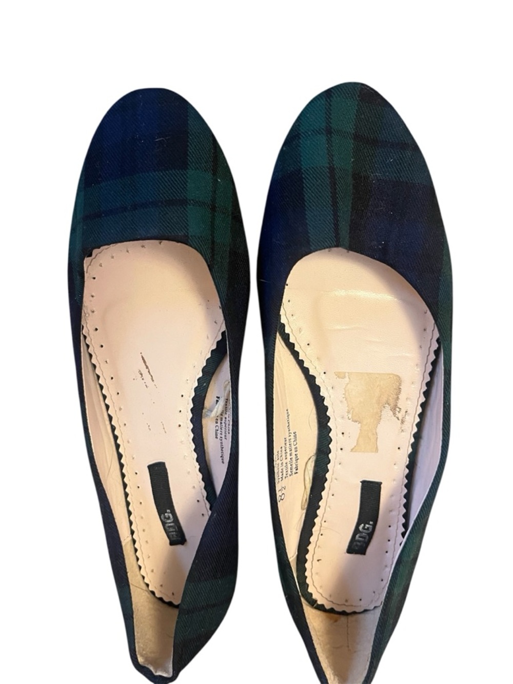 Urban Outfitters BDG  Plaid Ballet Flats Womens Size 8.5 Green Blue Tartan Plaid